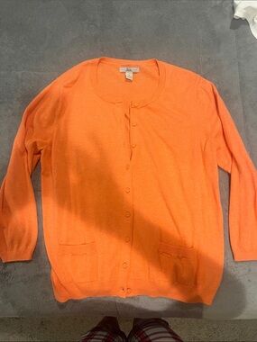 Bass Bright Orange Button-Up Women’s Cardigan